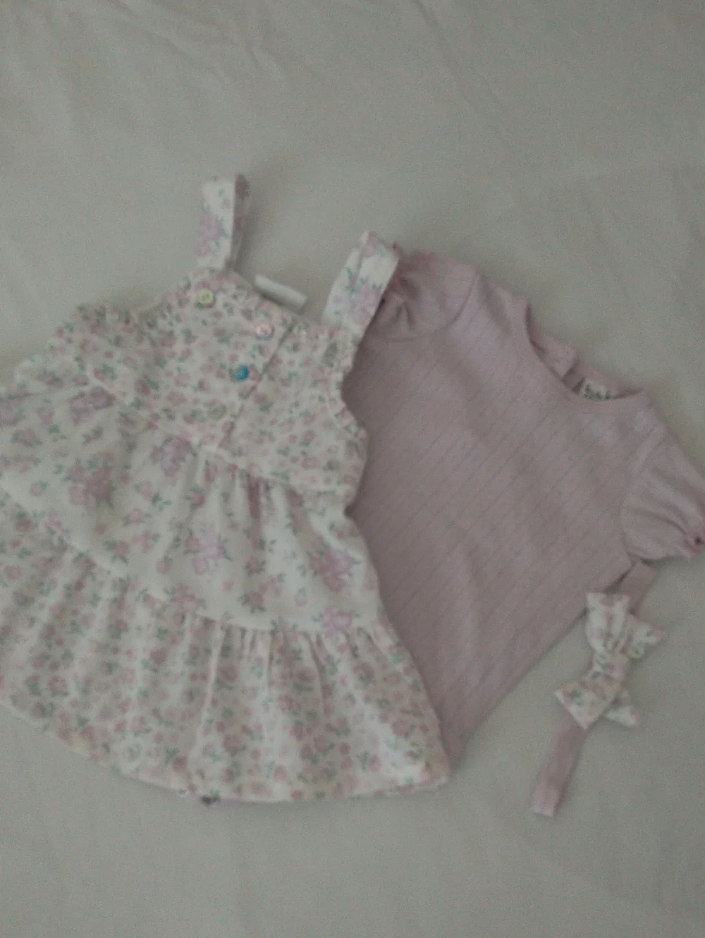 Nicole Miller Baby Girl Floral Tiered Dress with Lilac Bodysuit and Headband Set